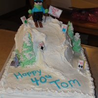 Skiing Over The Hill A good friend is an avid skier and turning 40... This is my first cake with buttercream icing (thank you to the AgentCakeBaker for the...