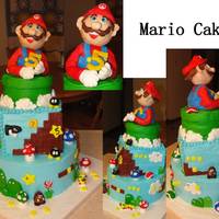 Video Game Mario Brothers Cake Mario Cake for special 5 yr olds birthday, Jaiden!Bottom cake 10" strawberry with vanilla mousse filling, square layer, confetti cake...