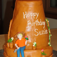 Pot House Cake Birthday for my little sister...she own the Pot House Garden Center..and one of the buildings is designed like an upside down flower pot....