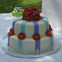 Red Gerber Daisy Birthday Cake We fashioned this cake from the party invitation. The colors were difficult to incorporate so that they didn't look gaudy. This is...