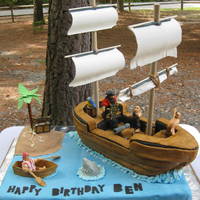 Pirate Birthday Cake The ship was made using rice cereal treats. The men and shark were sculpted using candy clay. Gum paste was used for most of the other...
