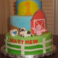 First Birthday Barnyard Cake The top tier of this cake was reserved for the birthday boy so I did it in buttercream so he could get nice and messy. The bottom two tiers...