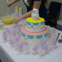 Baby Bear Cake my second cake. the little bear on top did not turn out well. will try again someday!