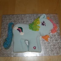 My Little Pony This is a cake I did for my daughter's birthday. It's strawberry cake covered in marshmallow fondant and buttercream icing for...