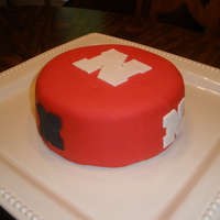 Husker Birthday Cake 6 in chocolate w/PB cream filling and PB buttercream covered with fondant for my hubby's birthday. TYFL