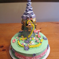 Rapunzel Tower made and all accents made of RCT and Fondant. Buttercream frosting.