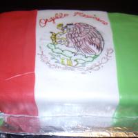 Mexican Flag Cake made with fondant. My first flag cake