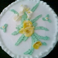 Rose, Calalily Cake First time making gum paste flowers, This was made with whipped cream icing and filled with fresh strawberries