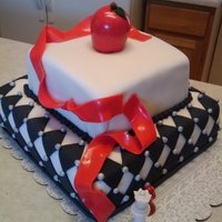 Twilight Cake A Twilight Themed Cake for my Sister's Co-Worker. I made the Apple, Ribbon, and Chess Pieces out of fondant.everything is eatable.