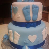 Baby Shower Cake It was a baby shower cake for my Sister's co-worker. Everything is eatable except for the blue ribbon.