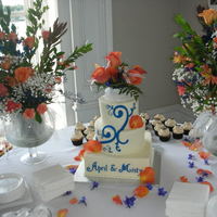Blue And Orange Wedding Used the cake cricut to cut out the accents. I'm starting to like my machine after pounding my head for months.... Key to it is...