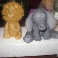Lion And Elephant Gum paste figures.