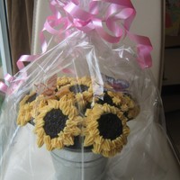 A Sunflower Cupcake Bouquet In A Bucket 