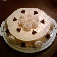 Happy Anniversary Vanilla cake with Chocolate Hazelnut Center and Swiss Meringue Buttercream