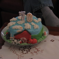 Faming Cake for my grandpas bday i forgot to take a pic of it the night before +we were out of room in the fridge so it kinda flopped better luck...