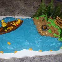 Camping Scene First time cake. First time using gum paste for figures and objects