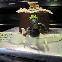 5Th Anniversary The customer wanted me to include her favorite flower, their school mascot, a plane and plane tickets for their 3 year long distance...