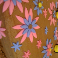 Banana Sheet Cake W/ Beezzzz Banana Sheet cake w/ Chocolate BC - my first time making Fondant Bees