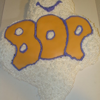 Boo ! Halloween Ghost Wilton cake pan used with the multi-star tip - good time saver just have to get used to using it - "BOO" is orange mmf. Thanks...