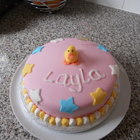 Quacky 2Nd Birhday pink duck cake with stars.