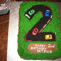 Race Track Cake Chocolate cake with buttercream.