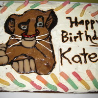 Simba Birthday Cake Simba made out of ganache..chocolate cake covered in whipped cream. Thanks for looking.