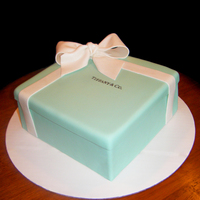 The Tiffany Box Tiffany & Co. box cake. Covered in fondant with gumpaste bow.