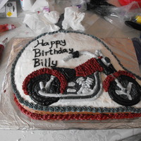 Motorcycle Cake I carved the cake out of a 11x 15 and based the design on Wilton's pattern for the retired motorcycle pan.
