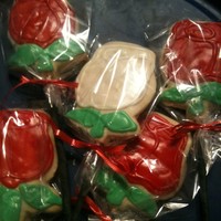 Red And White Roses Cookies Cream Cheese Sugar Cookies with Royal Icing