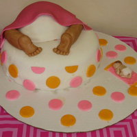 Pink And Orange Baby Bottom Babyshower Cake 