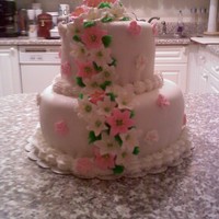 Wilton Fondant Class 2008 Very First Fondant Cake with royal icing flowers