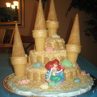 Sand Castle Cake I made this cake for my daughter's 5th birthday party, which had a Little Mermaid theme. I used ice cream cones for the turrets, and...