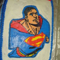 Superman This was another wreck from the beginning. It is 1/2 sheet cake with a buttercream transfer. Everything seemed to be going ok until I put...