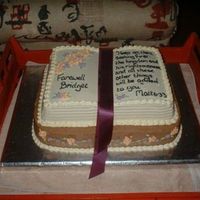 "farewell Bridget" 2 tiers of Wine custard Torte, a very light geniose sponge with a custard filling made of sparkling white wine. This was a large cake to...