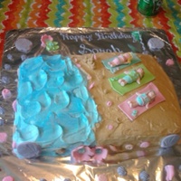 Beach Party This was for a teenage girl's beach themed birthday party. It is all buttercream icing with fondant decorations.
