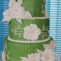 Green And White Wedding Cake 