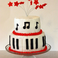 Music Cake 8 in and 6 in WASC cake, buttercream icing, with fondant and gum paste accents.