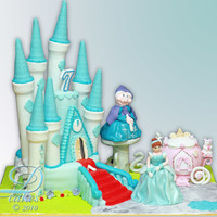 At Twelve Midnight In Cinderella Castle Cinderella Theme All Fondant Cake The Cinderella, Fairy God Mother, The carriage and the castle is made from scratch, inspired by various...