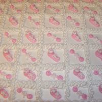 Baby Shower Sheet Cake To Go With Bassinet Cake I did three sheet cakes like this one (total feeding about 300) to go with the white and pink cake with baby in bassinet on top! Lots of...