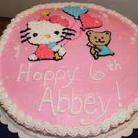 Hello Kitty Drew this on cake to match the plate! Did a sheet cake to put this on - did it with pink and white to match plate! Was disappointed the...