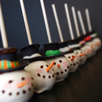 Snowman Cake Pops saw this in a magazine and had to make them! The magazine made them as brownie pops. I used red velvet cake and white icing. Mix together,...