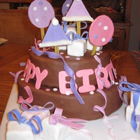 "party-Party" Birthday Party Cake chocolate flavored fondant covered cake with fondant decorations
