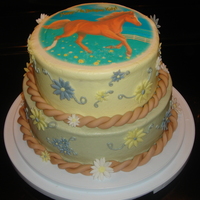 My Horse Birthday Cake Buttercream icing, edible image on top. Made with all natural food coloring so there is no dyes except for the edible image. I made this...