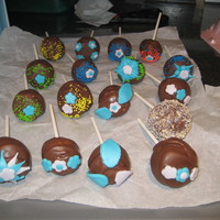 First Time Cake Pops! This is my first time making cake pops...so much fun and sooooo delicious! Added some sprinkles and mmf flowers for fun:)