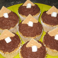 Smores! Graham cracker cupcakes, marshmallow filling and choc peanut butter frosting!