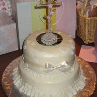 Baptism All buttercream except for sugar paste flowers & pearls and crystal cross.