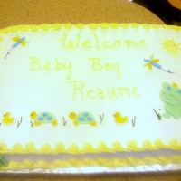 Frogs & Turtles . . . buttercream with fondant accents; done to match baby's room.