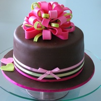 Choc Fondant Pink/lime Birthday Cake 