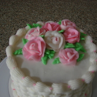 My First Decorated Cake This is my very first decorated cakeButtercream basketweave and bc roses