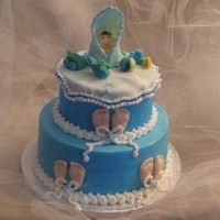 Footprints And Fun This is the first Shower cake I have done !!! It was a marble cake with buttercream, the colors had to be bright and fun !!!